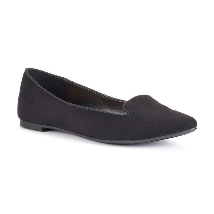 Lc Lauren Conrad Women's Smoking Flats, Size: 7.5, Black