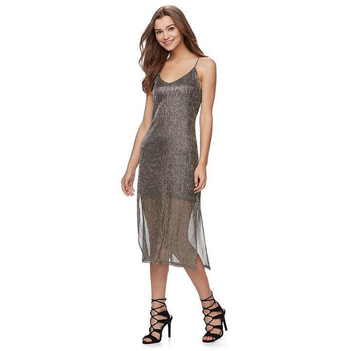 Juniors' Jolie Vie Sparkly Lurex Slip Dress, Girl's, Size: Medium, Ovrfl Oth