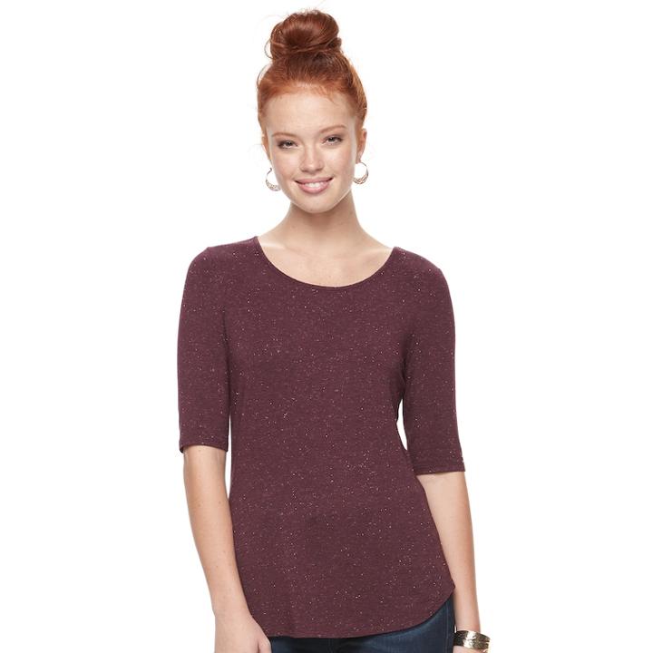 Women's Apt. 9&reg; Essential Elbow-sleeve Tee, Size: Xxl, Dark Red