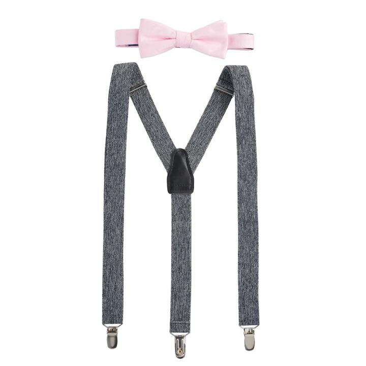 Men's Apt. 9&reg; Tonal-striped Pre-tied Bow Tie & Suspenders Set, Pink