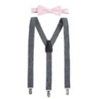 Men's Apt. 9&reg; Tonal-striped Pre-tied Bow Tie & Suspenders Set, Pink