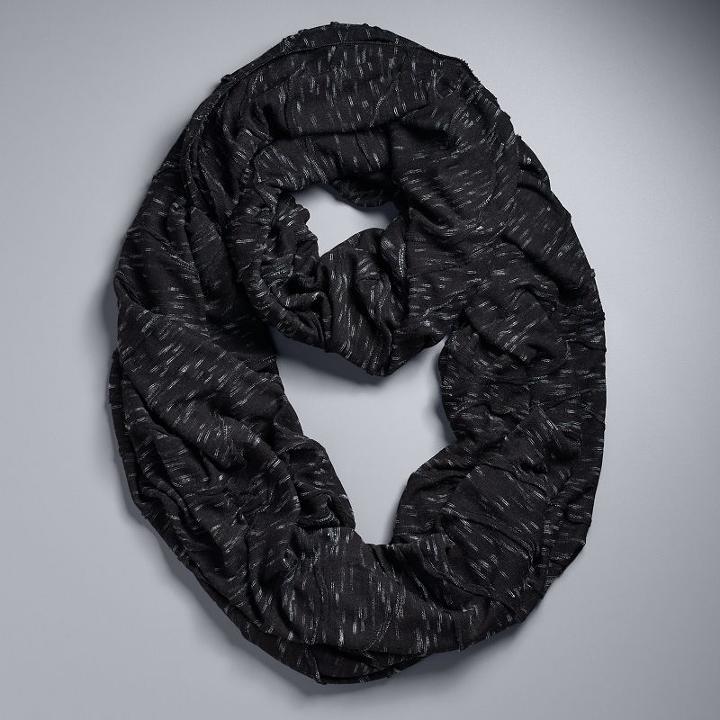 Simply Vera Vera Wang Heathered Jersey Pleated Infinity Scarf, Women's, Black