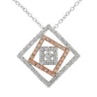 1/5 Carat T.w. Diamond Sterling Silver Two Tone Square Pendant Necklace, Women's, Size: 18, Multicolor
