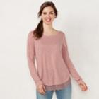 Women's Lc Lauren Conrad Lace-hem Tunic, Size: Medium, Med Pink