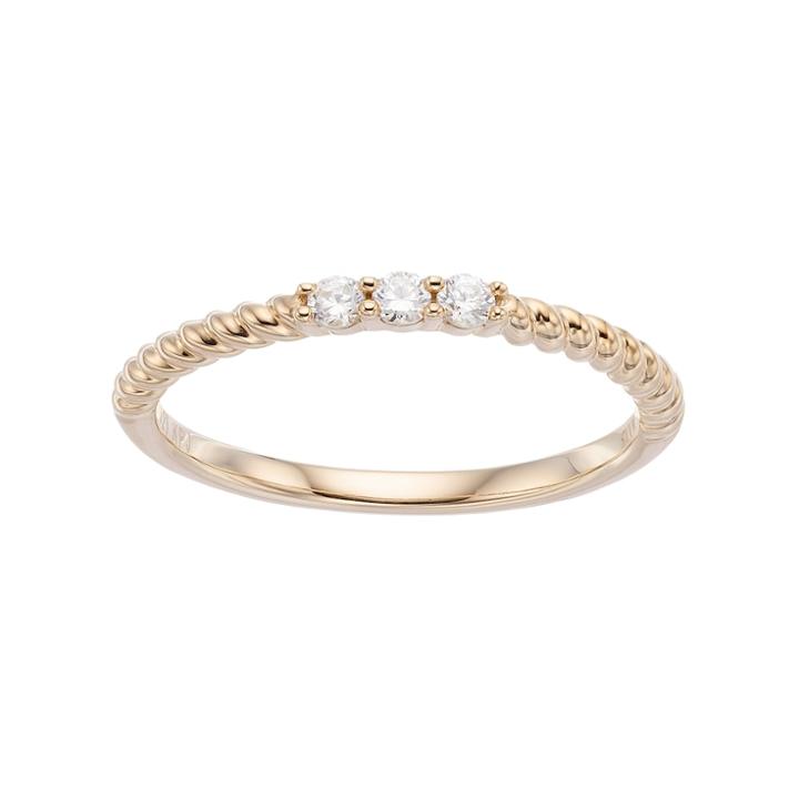 Simply Vera Vera Wang 14k Gold 1/10 Carat T.w. Diamond 3-stone Twist Anniversary Ring, Women's, Size: 8, White
