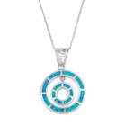 Lab-created Blue Opal Sterling Silver Double Circle Pendant Necklace, Women's, Size: 18