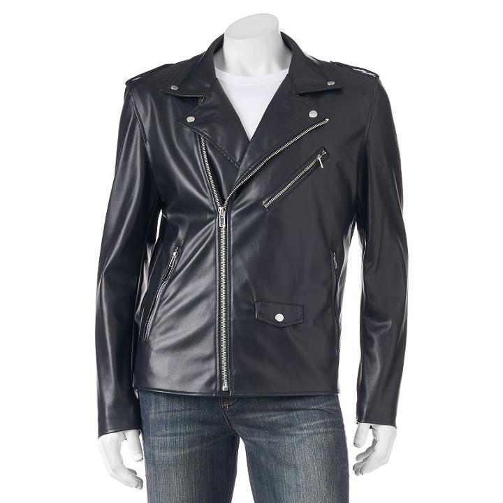 Men's Xray Slim-fit Faux-leather Moto Jacket, Size: Large, Black