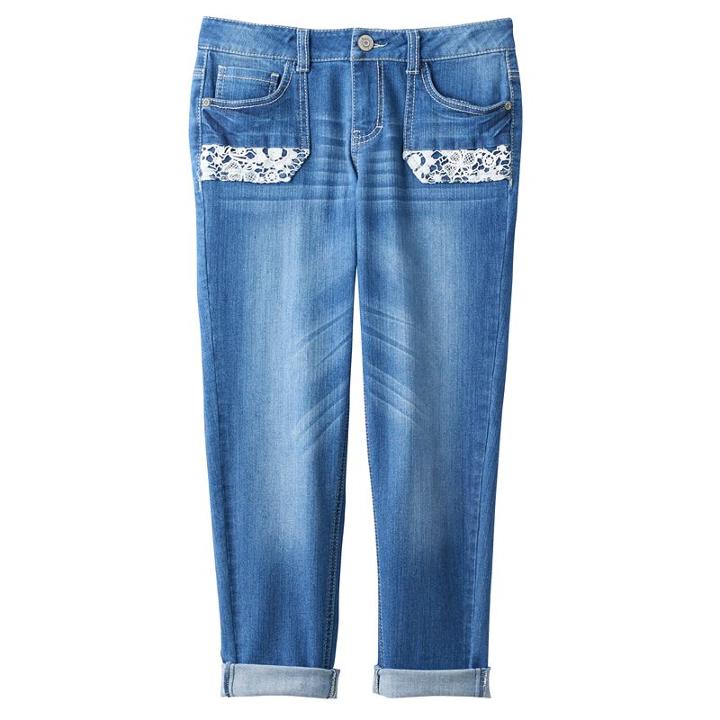 Girls 7-16 & Plus Size Mudd&reg; Crochet Pocket Jean Capris, Girl's, Size: 6, Turquoise/blue (turq/aqua)