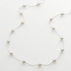Silver Tone Simulated Pearl Long Necklace, Women's, Grey