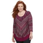 Plus Size Croft & Barrow&reg; Striped 3/4-sleeve Top, Women's, Size: 1xl, Pink