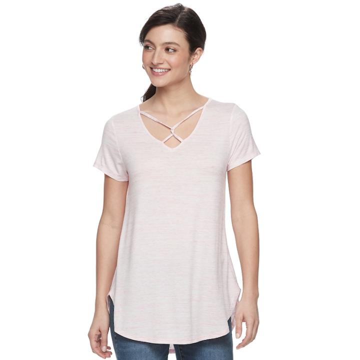 Women's Apt. 9&reg; Strappy Twist Tunic, Size: Xs, Light Pink