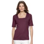 Women's Croft & Barrow&reg; Squareneck Tee, Size: Medium, Red