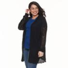 Plus Size Napa Valley Pointelle Duster Cardigan, Women's, Size: 1xl, Black