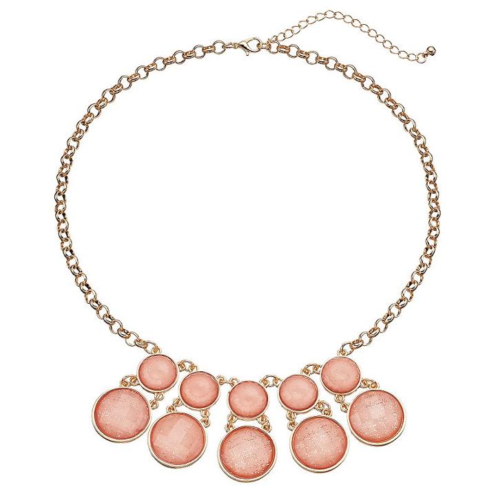 Mudd&reg; Pink Glitter Bib Necklace, Women's
