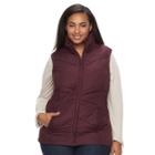 Plus Size Weathercast Puffer Vest, Women's, Size: 1xl, Red