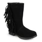 Journee Luzie Girls' Fringed Boots, Size: 1, Black