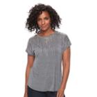 Women's Apt. 9&reg; Embellished Crewneck Tee, Size: Medium, Med Grey