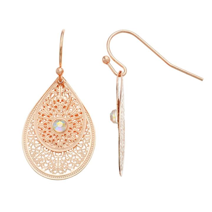 Lc Lauren Conrad Layered Nickel Free Filigree Teardrop Earrings, Women's, Pink