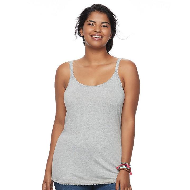 Juniors' Plus Size So&reg; Lace Trim Camisole, Teens, Size: 3xl, Black
