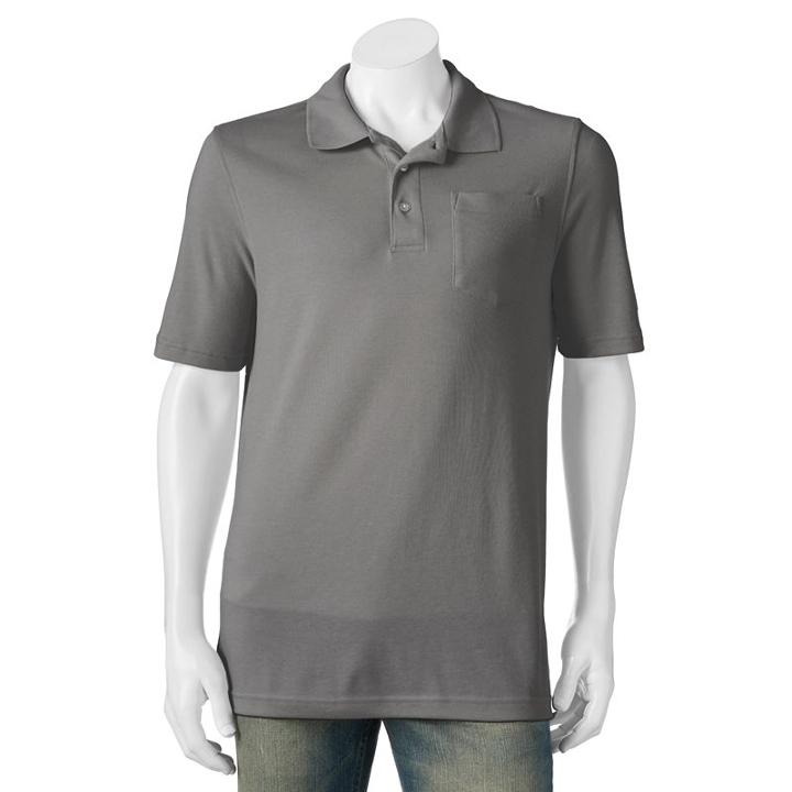 Men's Croft & Barrow&reg; Signature Pocket Polo, Size: Medium, Dark Grey