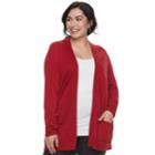 Plus Size Croft & Barrow&reg; Essential Open Front Cardigan, Women's, Size: 2xl, Dark Red