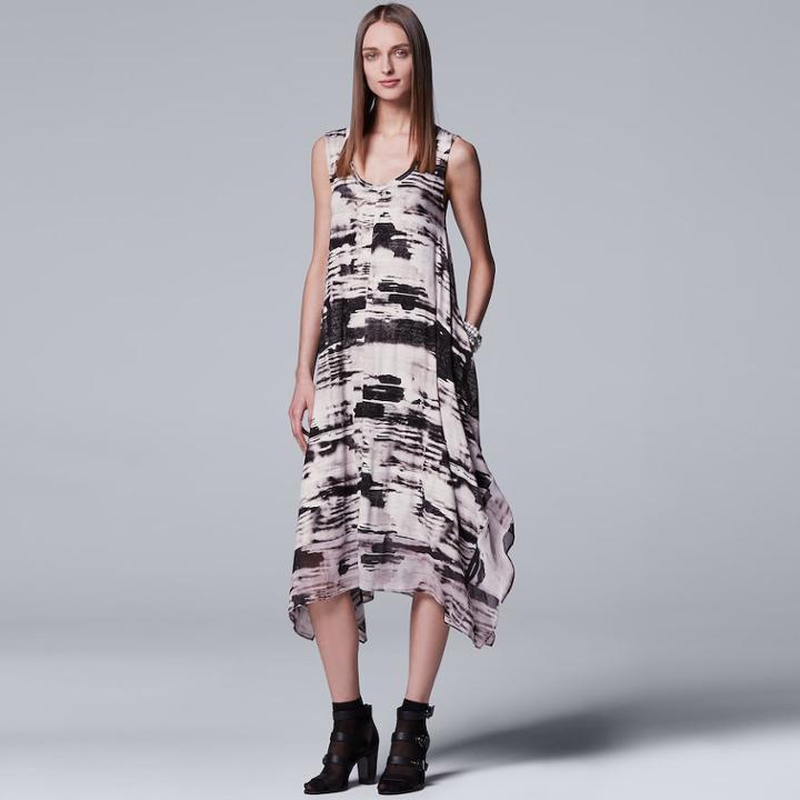 Women's Simply Vera Vera Wang Printed Handkerchief Tank Dress, Size: Xs, Dark Grey
