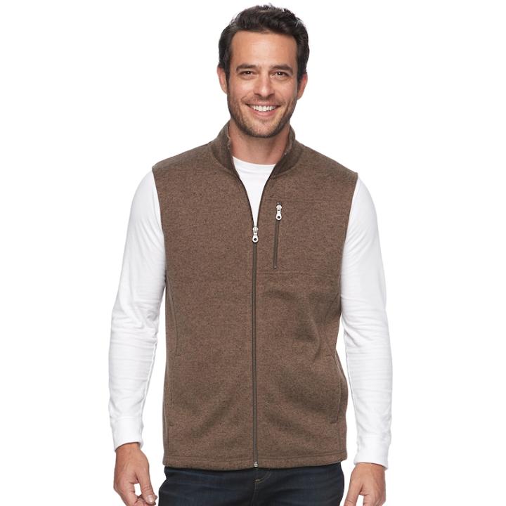 Men's Croft & Barrow&reg; Classic-fit Outdoor Fleece Vest, Size: Large, Brown