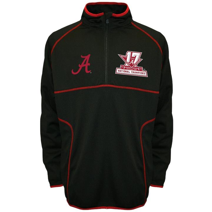 Men's Franchise Club Alabama Crimson Tide 17-time National Champions Thermatec Pullover Jacket, Size: 3xl, Black