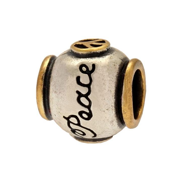 Individuality Beads 24k Gold Over Silver And Sterling Silver Peace Bead, Women's, Yellow