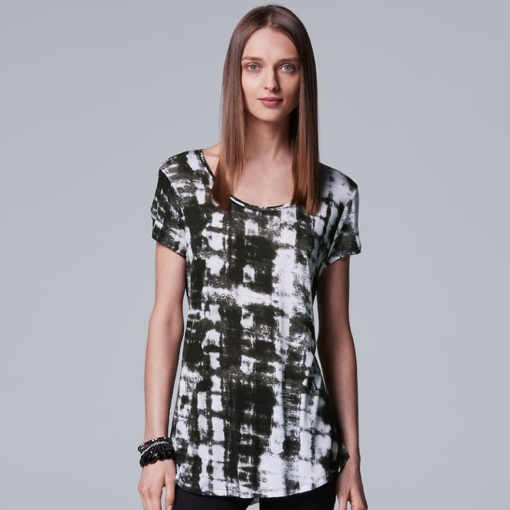 Women's Simply Vera Vera Wang Print Scoopneck Tee, Size: Medium, Oxford