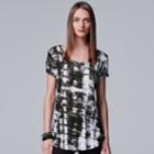 Women's Simply Vera Vera Wang Print Scoopneck Tee, Size: Medium, Oxford