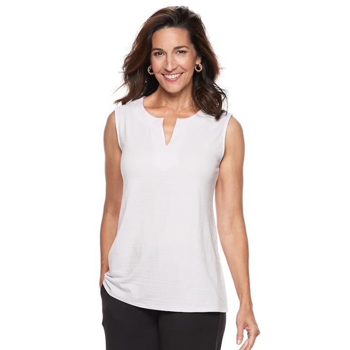 Women's Dana Buchman Everyday Casual Splitneck Tank, Size: Xl, White