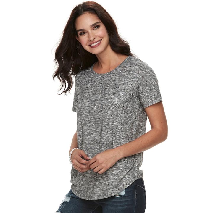 Women's Juicy Couture Embellished Ruched Top, Size: Small, Light Grey