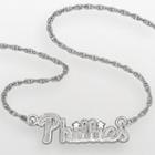 Logoart Philadelphia Phillies Sterling Silver Script Necklace, Women's, Size: 18, Grey