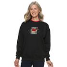 Women's Holiday Crewneck Graphic Sweatshirt, Size: Medium, Black