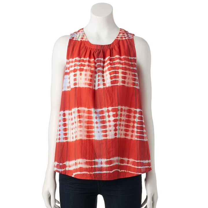 Women's Sonoma Goods For Life&trade; Tie-dye Striped Swing Tank, Size: Medium, Red