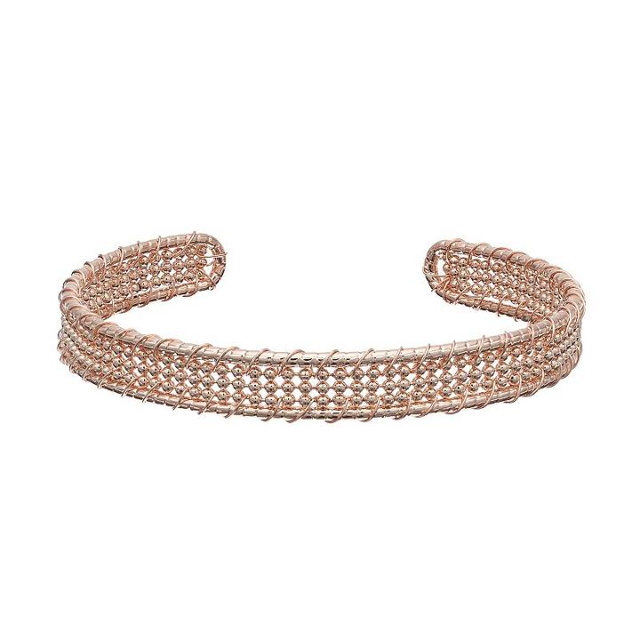 Lc Lauren Conrad Woven Beaded Cuff Bracelet, Women's, Brt Pink
