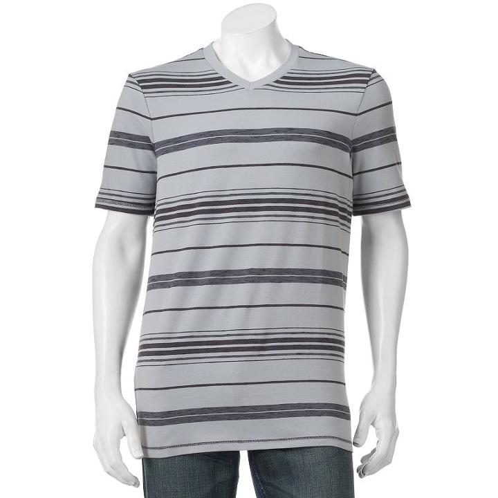 Big & Tall Urban Pipeline&reg; Maxflex Athletic-fit Striped V-neck Tee, Men's, Size: Xl Tall, Grey