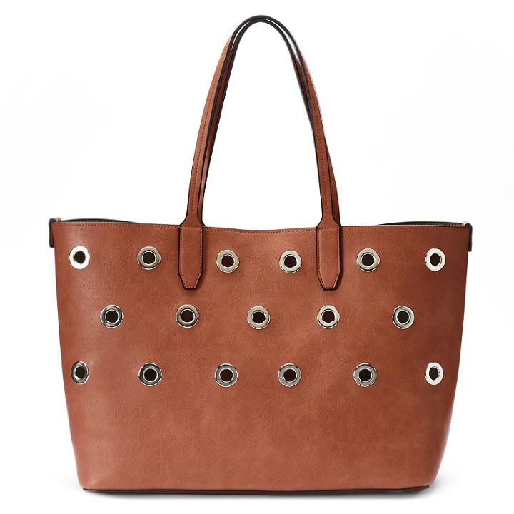 Mondani Loren Grommet Large Tote, Women's, Dark Beige
