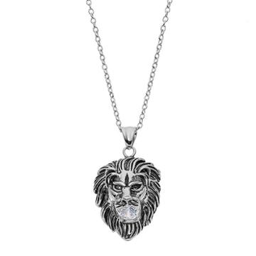 Focus For Men Stainless Steel Lion Head Pendant Necklace, Silver