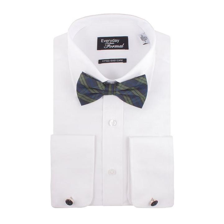 Men's Nick Dunn Fitted Easy-care Dress Shirt & Tie Set, Size: L-32/33, White