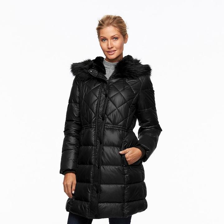 Women's Apt. 9&reg; Hooded Anorak Puffer Jacket, Size: Small, Black