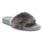 Candie's&reg; Women's Faux-fur Slide Sandals, Girl's, Size: 10, Med Grey