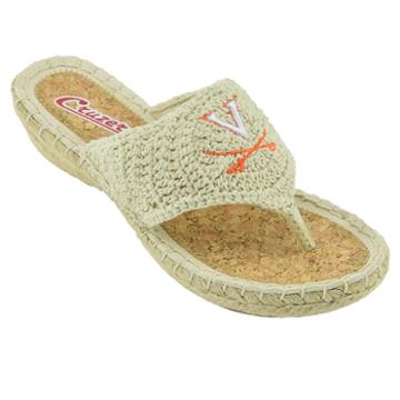 Women's Campus Cruzerz Virginia Cavaliers Pregame Flip-flops, Size: 8, Beig/green (beig/khaki)