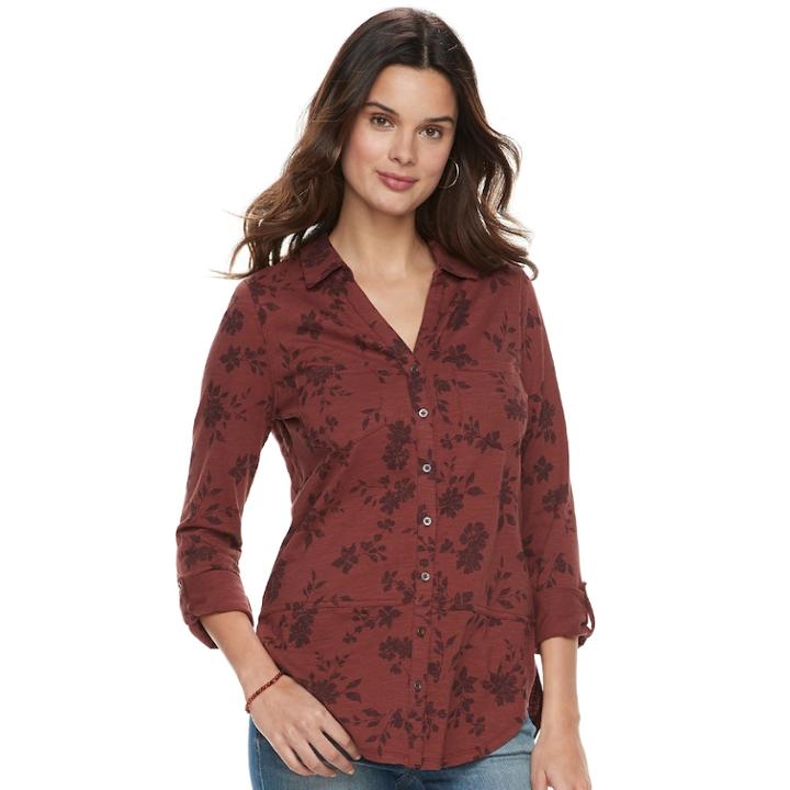 Women's Sonoma Goods For Life&trade; Utility Tunic, Size: Large, Red/coppr (rust/coppr)