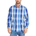 Men's Chaps Classic-fit Plaid Stretch Poplin Button-down Shirt, Size: Medium, Blue