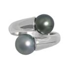 Sterling Silver Dyed Freshwater Cultured Pearl Bypass Ring, Women's, Size: 5, Black