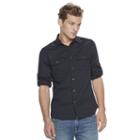 Big & Tall Rock & Republic Classic-fit Stretch Roll-tab Button-down Shirt, Men's, Size: Xl Tall, Black