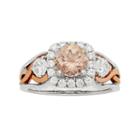 14k White Gold Morganite & 3/4 Carat T.w. Diamond Halo Engagement Ring, Women's, Size: 9, Pink