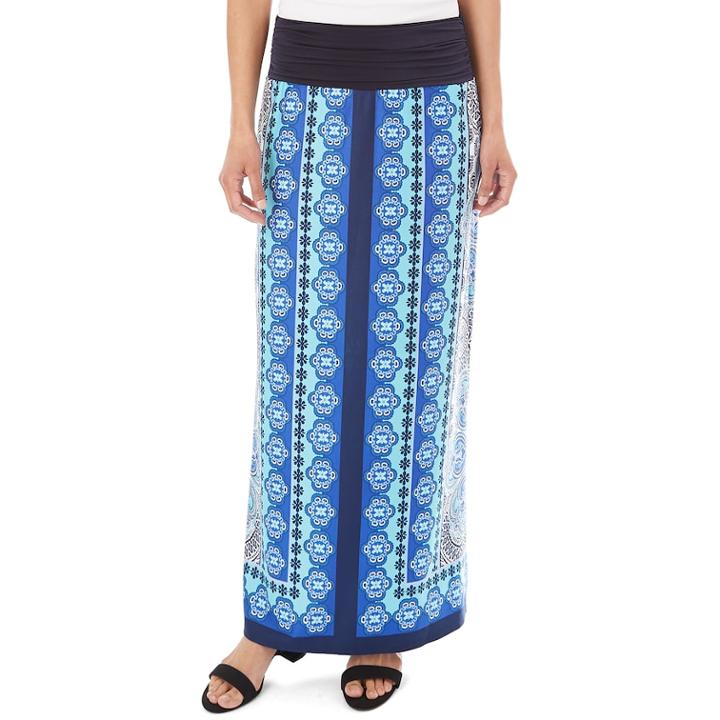 Women's Apt. 9&reg; Print Column Maxi Skirt, Size: Large, Turquoise Medallion